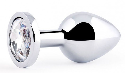 Серебристая анальная пробка с прозрачным стразом - 7,2 см. - Anal Jewelry Plug - купить с доставкой в Электростали