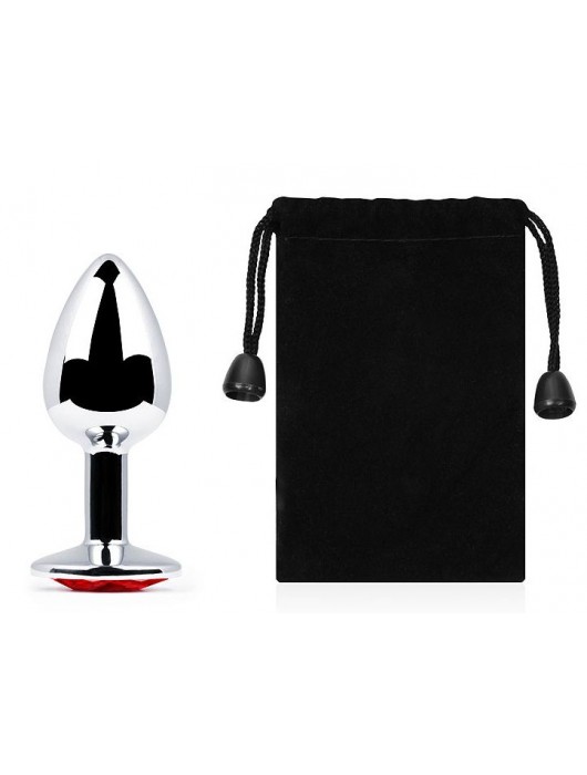 Серебристая анальная пробка с красным стразом - 7,2 см. - Anal Jewelry Plug - купить с доставкой в Электростали