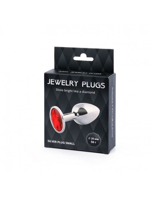Серебристая анальная пробка с красным стразом - 7,2 см. - Anal Jewelry Plug - купить с доставкой в Электростали