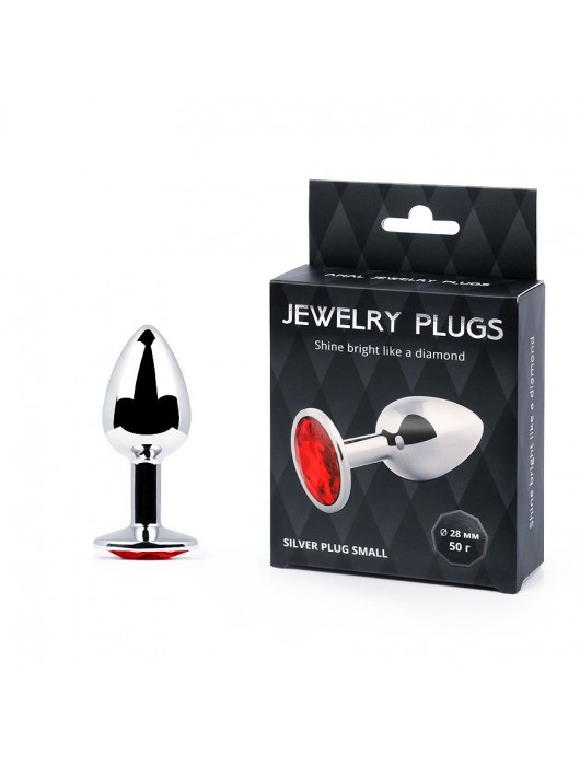 Серебристая анальная пробка с красным стразом - 7,2 см. - Anal Jewelry Plug - купить с доставкой в Электростали