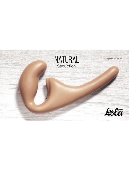 Бежевый безремневой страпон Seduction - 20,5 см. - Lola Games - купить с доставкой в Электростали