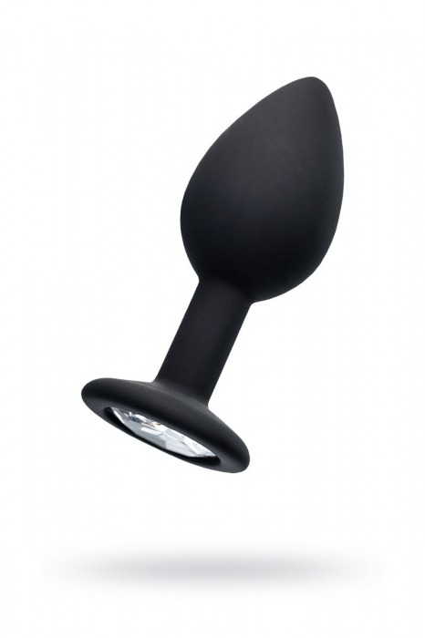 Черная анальная втулка с прозрачным стразом - 7,2 см. - POPO Pleasure - купить с доставкой в Электростали