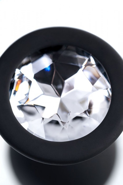 Черная анальная втулка с прозрачным стразом - 7,2 см. - POPO Pleasure - купить с доставкой в Электростали