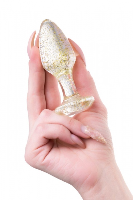 Золотистая акриловая анальная втулка - 8 см. - Toyfa Basic