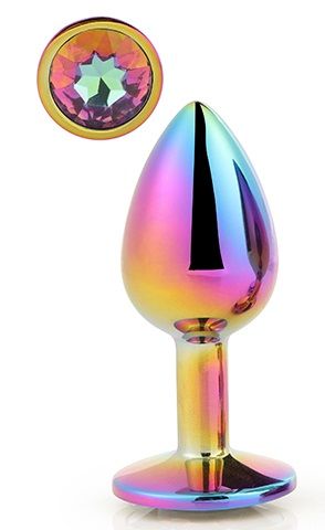 Голографическая анальная втулка с радужным кристаллом - 7,1 см. - Dream Toys - купить с доставкой в Электростали
