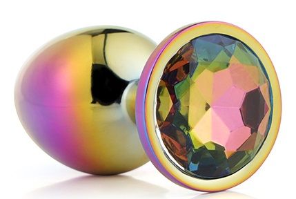 Голографическая анальная втулка с радужным кристаллом - 7,1 см. - Dream Toys - купить с доставкой в Электростали