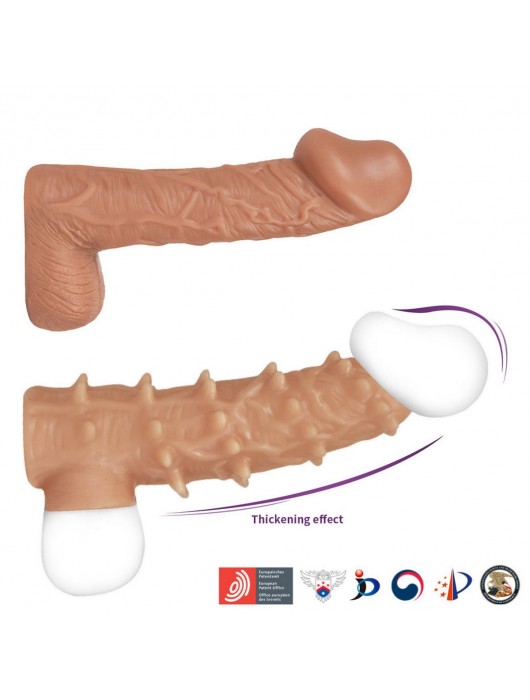 Телесная насадка с шипами и открытой головкой Nude Sleeve L - 14 см. - KOKOS - в Электростали купить с доставкой