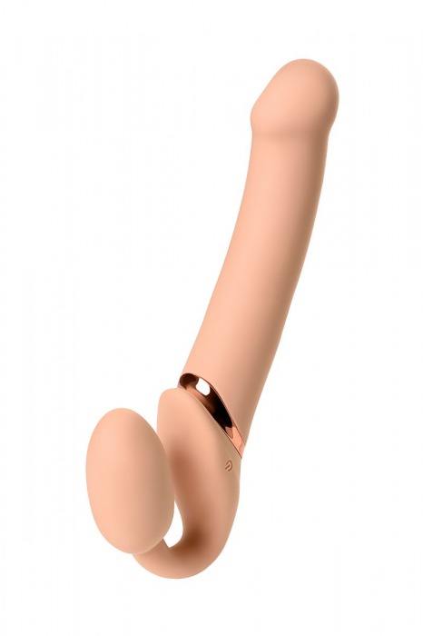 Телесный безремневой вибрострапон Vibrating Bendable Strap-On L - Strap-on-me - купить с доставкой в Электростали