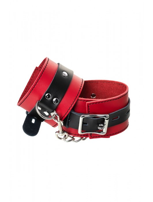 Красно-черные оковы на ноги из кожи - ToyFa - купить с доставкой в Электростали