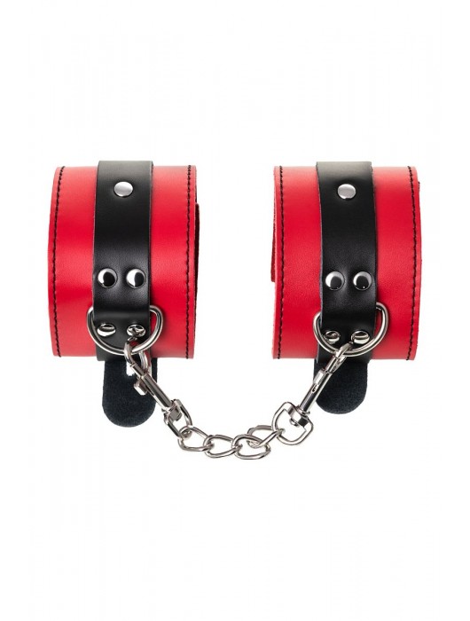 Красно-черные оковы на ноги из кожи - ToyFa - купить с доставкой в Электростали