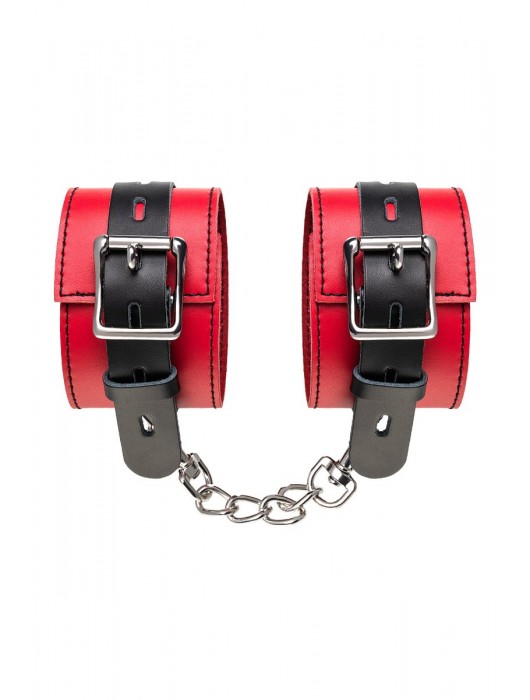 Красно-черные оковы на ноги из кожи - ToyFa - купить с доставкой в Электростали