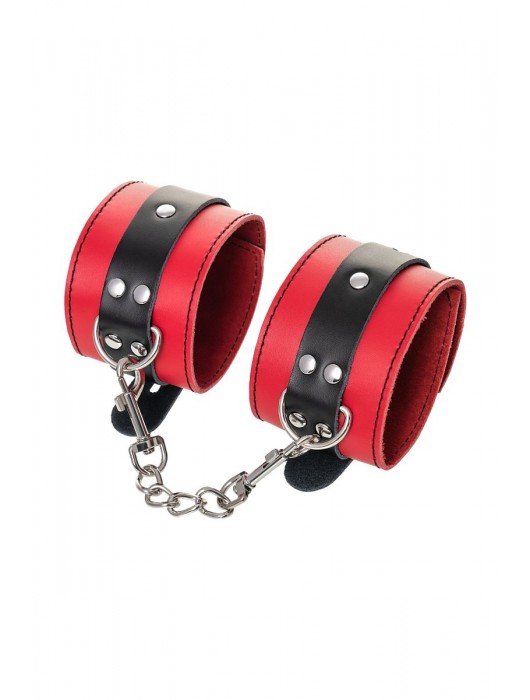 Красно-черные оковы на ноги из кожи - ToyFa - купить с доставкой в Электростали
