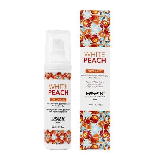 Разогревающее массажное масло Gourmet White Peach Organic с органическими ингредиентами - 50 мл. - Exsens - купить с доставкой в Электростали