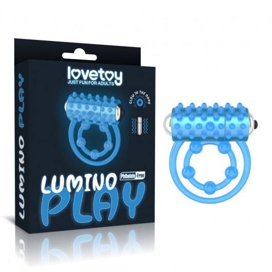 Голубое, светящееся в темноте виброкольцо Lumino Play Vibrating Penis Ring - Lovetoy - в Электростали купить с доставкой