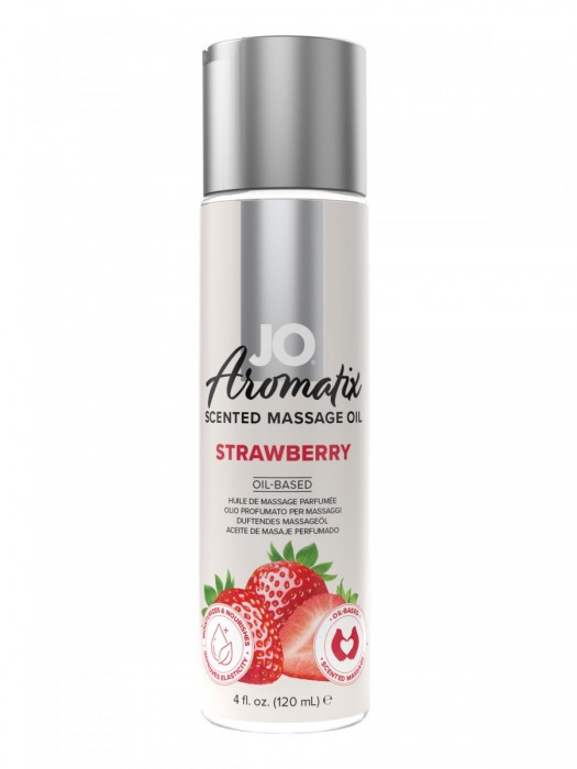 Массажное масло JO Aromatix Massage Oil Strawberry с ароматом клубники - 120 мл. - System JO - купить с доставкой в Электростали