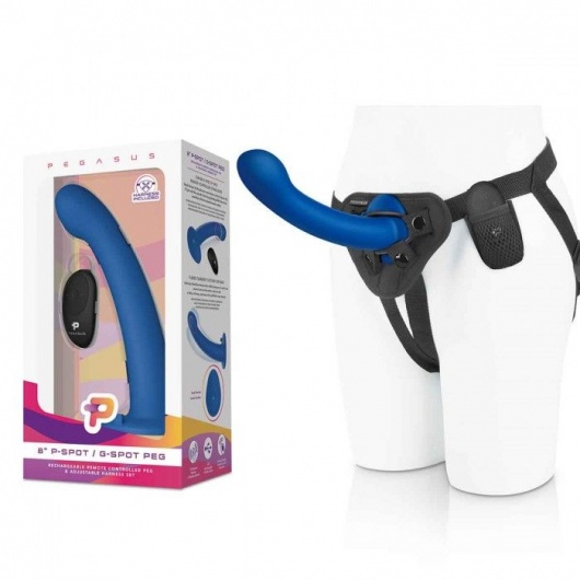 Синяя насадка Remote Control P-Spot G-Spot с черными трусиками - 20 см. - Pegasus - купить с доставкой в Электростали