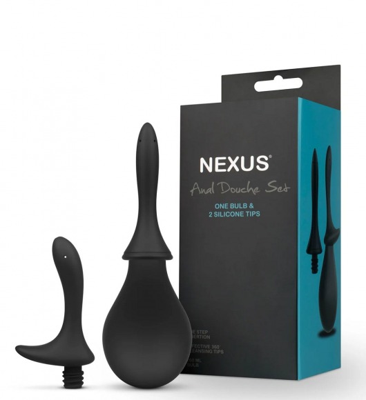 Черный анальный душ Nexus Anal Douche Set с 2 сменными насадками - Nexus Range - купить с доставкой в Электростали