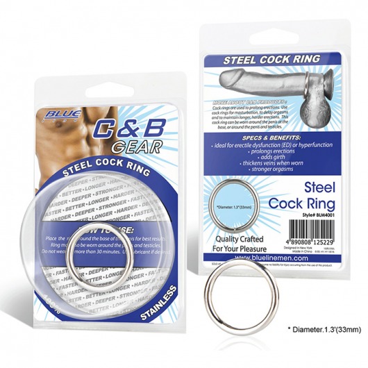 Стальное эрекционное кольцо STEEL COCK RING - 3.5 см. - BlueLine - в Электростали купить с доставкой