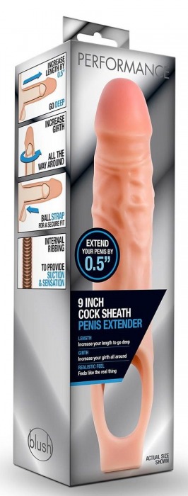 Телесная насадка на пенис 9 Inch Cock Sheath Extender - 22,2 см. - Blush Novelties - в Электростали купить с доставкой