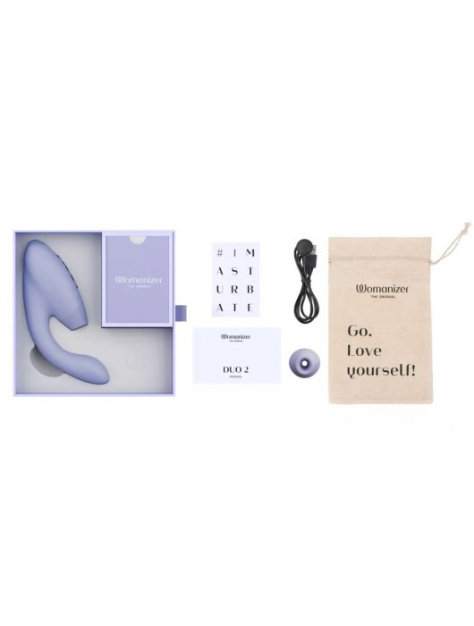 Сиреневый вибратор Womanizer Duo 2 с бесконтактной клиторальной стимуляцией - Womanizer