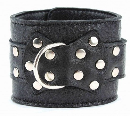 Чёрные наручники  из кожи с пряжкой - БДСМ Арсенал - купить с доставкой в Электростали