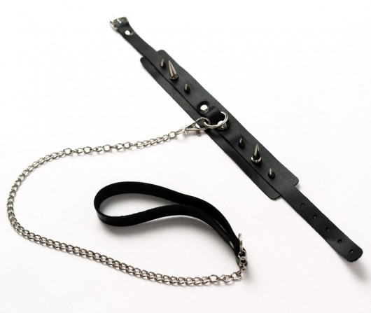 Черный ошейник с шипами и поводком - Crazy Handmade - купить с доставкой в Электростали