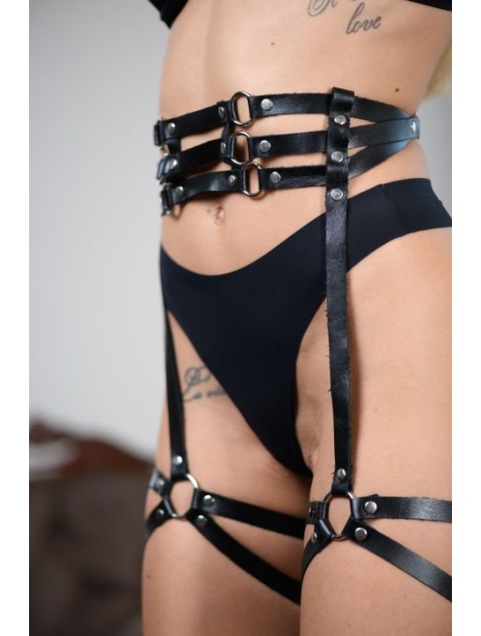 Кожаные гартеры на поясе Esteria - БДСМ Арсенал - купить с доставкой в Электростали