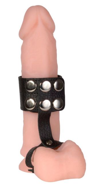 Чёрный поводок на пенис из натуральной кожи - Sitabella - купить с доставкой в Электростали