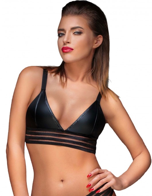 Бюстгальтер на эластичной ленте Powerwetlook bralette with elastic tape - Noir Handmade купить с доставкой