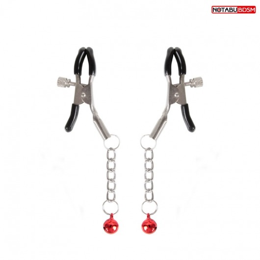 Серебристые зажимы на соски с шариками на цепочках - Notabu - купить с доставкой в Электростали