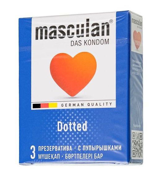 Презервативы с пупырышками Masculan Dotted - 3 шт. - Masculan - купить с доставкой в Электростали