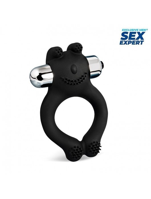 Черное силиконовое эрекционное виброкольцо Sex Expert - Sex Expert - в Электростали купить с доставкой