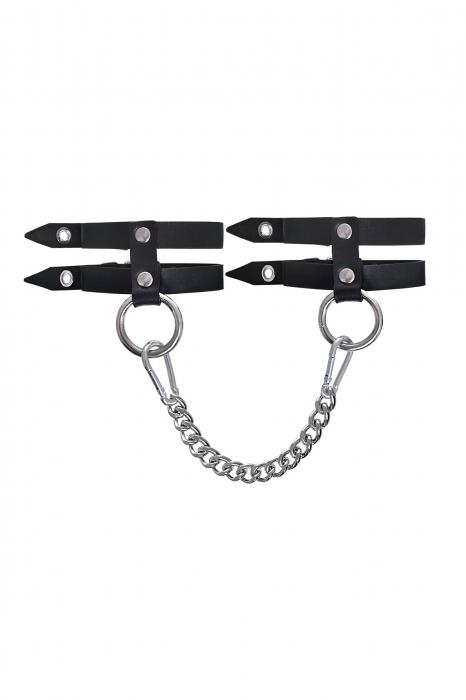 Черные однослойные кожаные оковы из двух ремешков - Pecado - купить с доставкой в Электростали