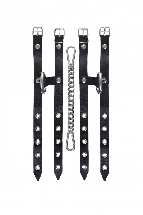 Черные однослойные кожаные оковы из двух ремешков - Pecado - купить с доставкой в Электростали