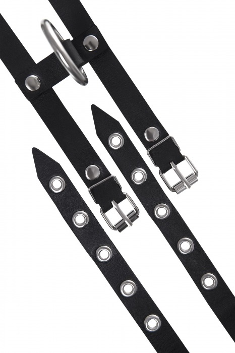 Черные однослойные кожаные оковы из двух ремешков - Pecado - купить с доставкой в Электростали