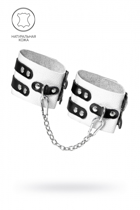Бело-черные оковы с двумя ремешками и люверсами - Pecado - купить с доставкой в Электростали