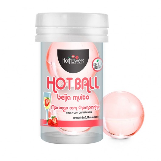 Лубрикант на масляной основе Hot Ball Beija Muito с ароматом клубники и шампанского (2 шарика по 3 гр.) - HotFlowers - купить с доставкой в Электростали