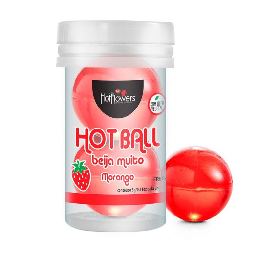 Лубрикант на масляной основе Hot Ball Beija Muito с ароматом клубники (2 шарика по 3 гр.) - HotFlowers - купить с доставкой в Электростали