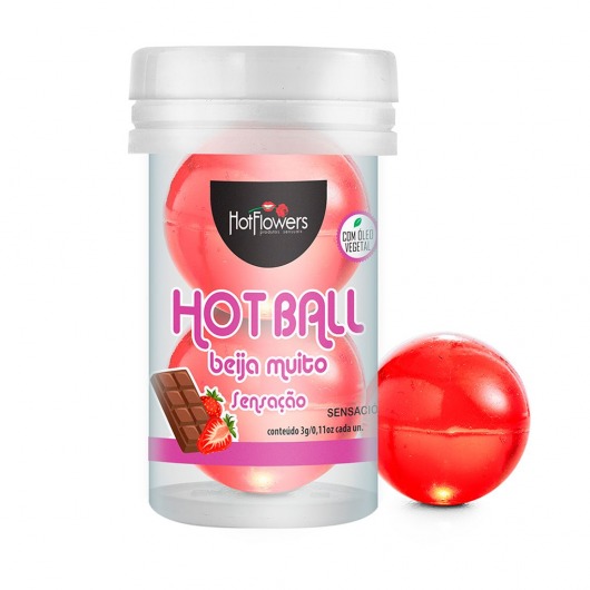 Лубрикант на масляной основе Hot Ball Beija Muito с ароматом шоколада и клубники (2 шарика по 3 гр.) - HotFlowers - купить с доставкой в Электростали