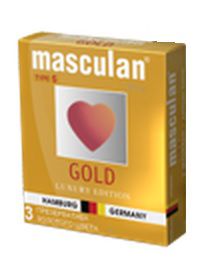 Презервативы Masculan Ultra Gold с золотым напылением и ароматом ванили - 3 шт. - Masculan - купить с доставкой в Электростали