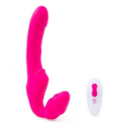Розовый безремневой страпон на радиоуправлении Strapless Together - 22 см. - Together Toy - купить с доставкой в Электростали