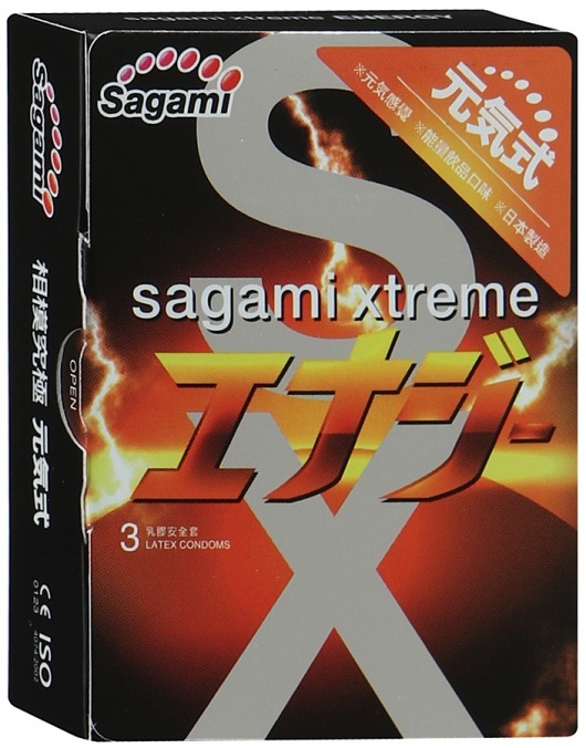 Презервативы Sagami Xtreme ENERGY с ароматом энергетика - 3 шт. - Sagami - купить с доставкой в Электростали