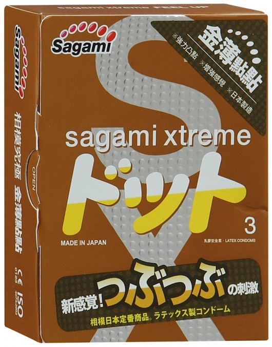 Презервативы Sagami Xtreme FEEL UP с точечной текстурой и линиями прилегания - 3 шт. - Sagami - купить с доставкой в Электростали