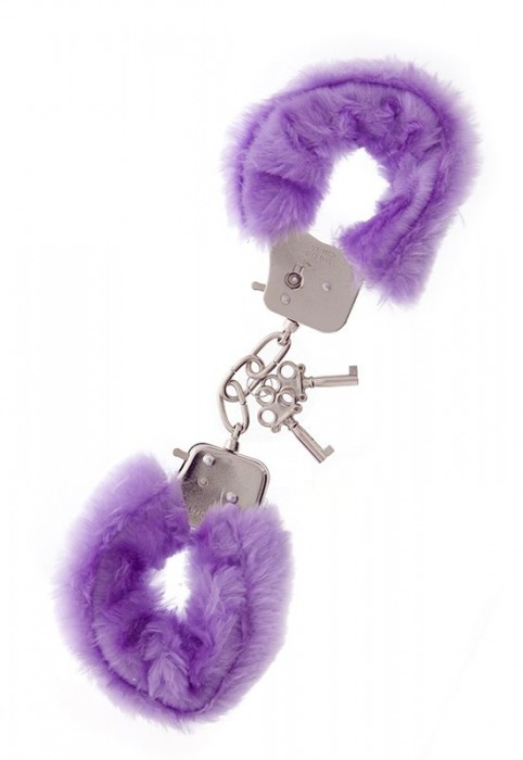 Фиолетовые меховые наручники METAL HANDCUFF WITH PLUSH LAVENDER - Dream Toys - купить с доставкой в Электростали