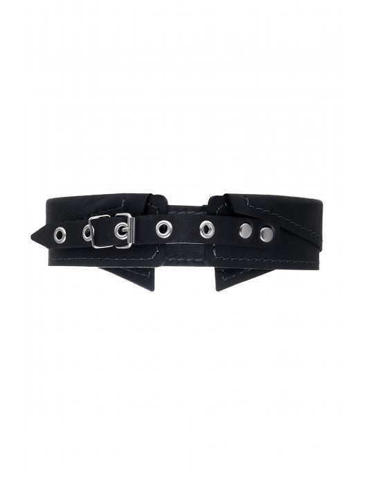 Черный кожаный ошейник-воротник с поводком - Pecado - купить с доставкой в Электростали