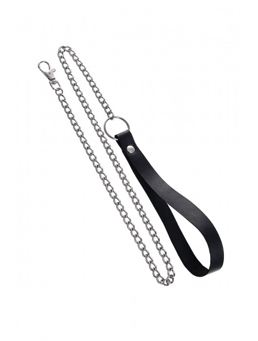 Черный кожаный ошейник-воротник с поводком - Pecado - купить с доставкой в Электростали