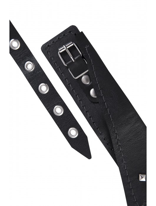 Черный кожаный ошейник-воротник с поводком - Pecado - купить с доставкой в Электростали