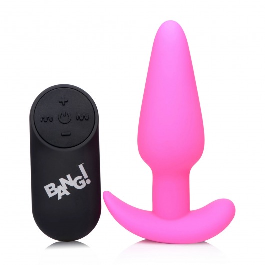 Розовая анальная вибропробка с пультом ДУ 21X Remote Control Vibrating Silicone Butt Plug - 10,4 см. - XR Brands