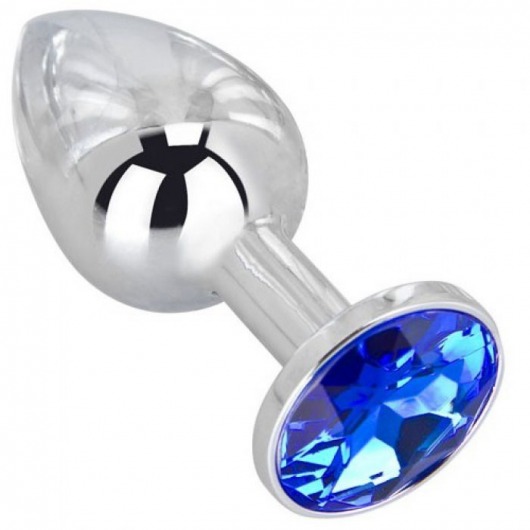 Анальное украшение BUTT PLUG  Small с синим кристаллом - 7 см. - Anal Jewelry Plug - купить с доставкой в Электростали