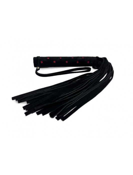 Черная замшевая плеть с красными точками на рукояти Red dot Princess - 43 см. - БДСМ Арсенал - купить с доставкой в Электростали
